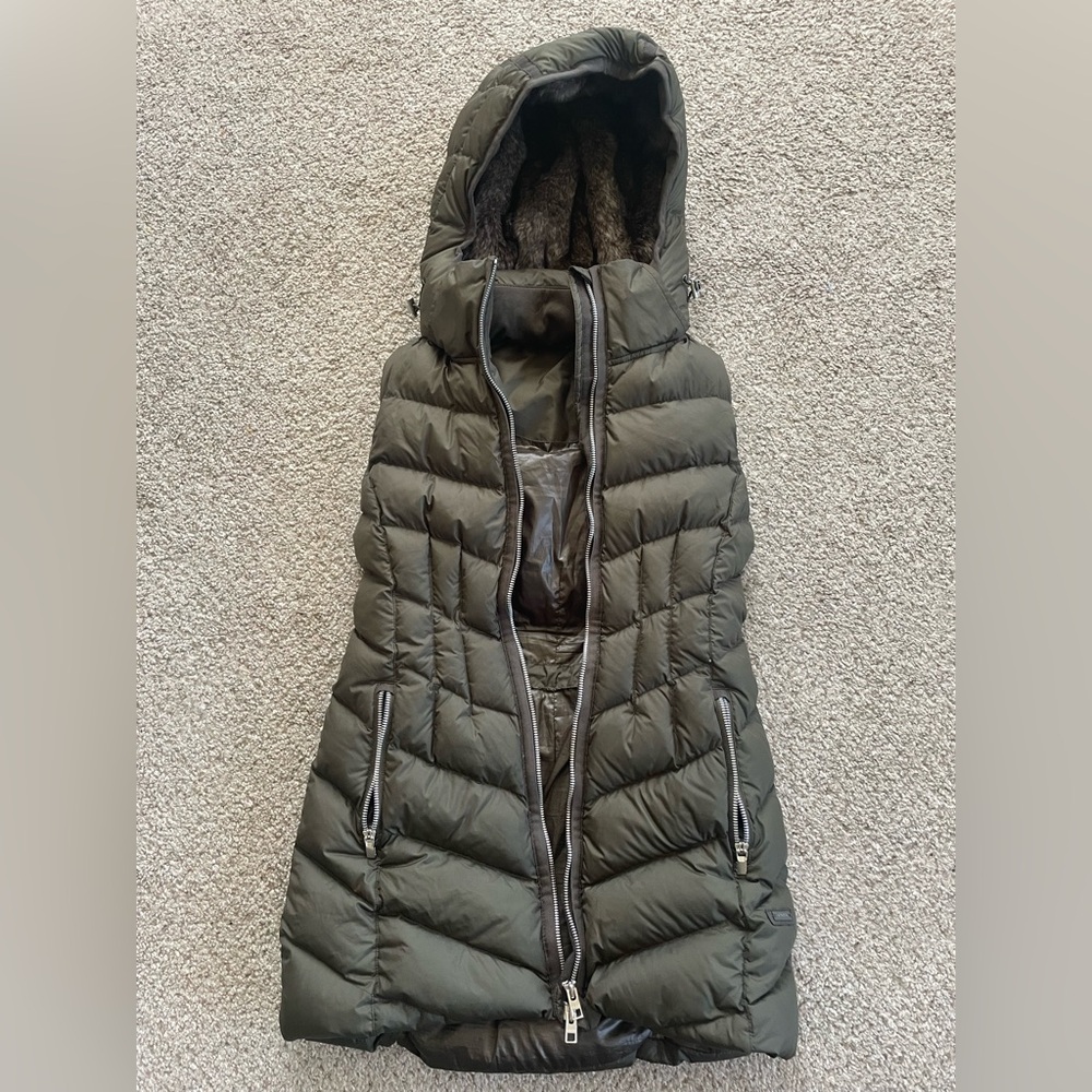 Athleta olive green Quilted longline Vest